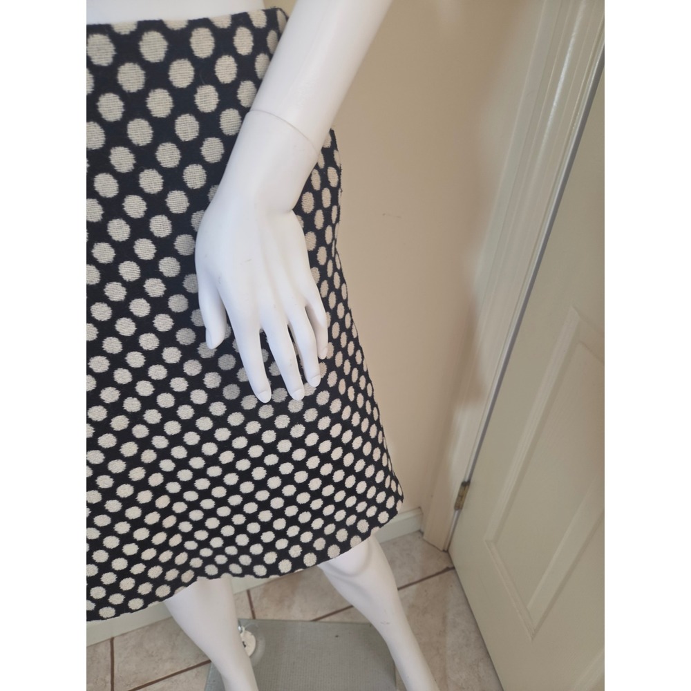 Boden Womens Wool Blend Polka Dot A-Line Skirt Navy Blue Cream US 4R Zip Back - Picture 6 of 12